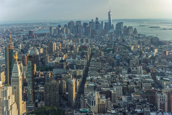 New York City Manhattan street aerial view with skyscrapers — Stock Photo, Image