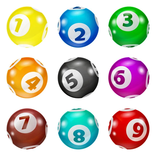 Meghatározott Lottery színes számú golyó — Stock Vector