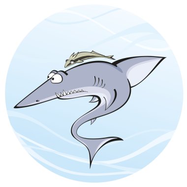 shark whith remora clipart