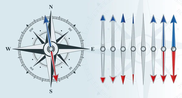 Kompas z podobnych strzałki — Wektor stockowy