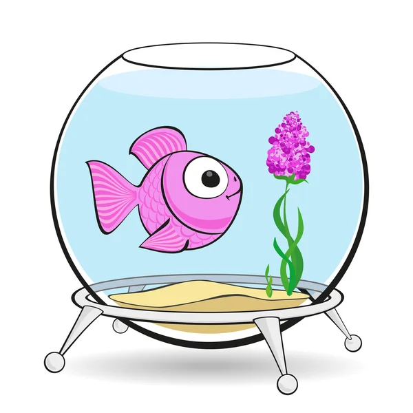Pink fish in fishbowl — Stock Vector