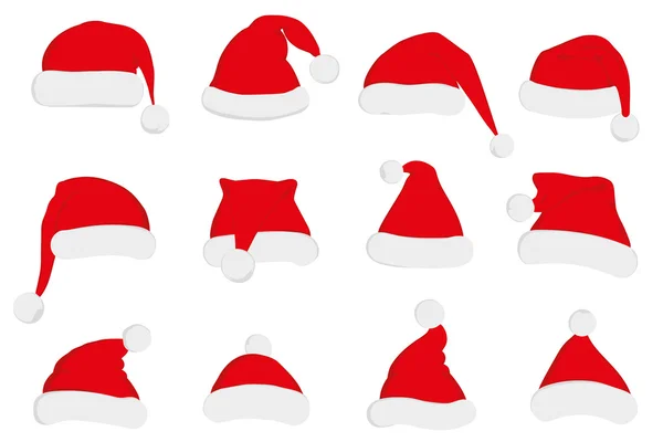 Santa Claus red hat set on white — Stock Vector