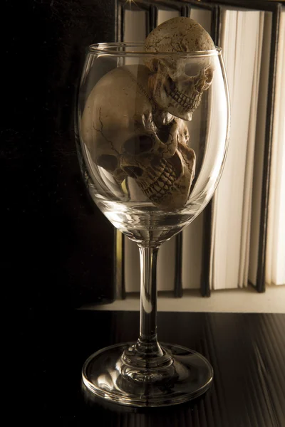 Crâne dans un verre de vin . — Photo