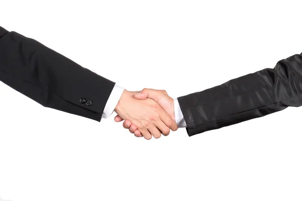 Parabéns com uma colaboração de negócios handshake, em branco — Fotografia de Stock