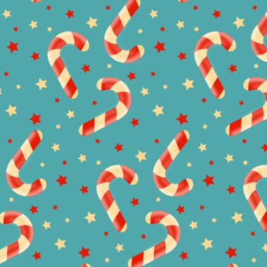 Çubuk şekerli ve yıldızlı kusursuz Noel deseni