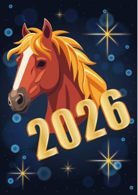   2026 numaralı atlı Noel kartı.