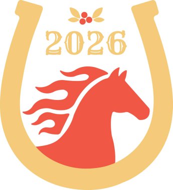 2026 için at nalında grafiksel at kafası.