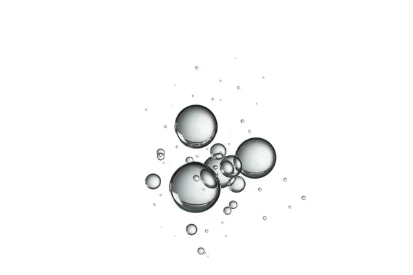 Klar Vatten Bubblor Isolerade Över Vitt Fizz Reflektion — Stockfoto