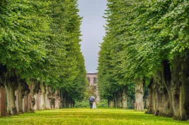 Uzun, yeşil ağaçların olduğu büyük bir bulvarın ortasında damat ve gelinin evlilik yemini ettiği yağmurlu bir günde dokunaklı bir düğün töreni. Sonsuza dek birlikte, sonsuz ve hayat konsepti
