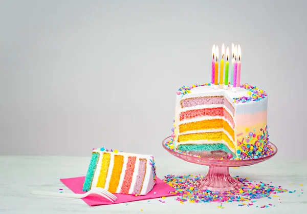 Colorful Birthday Cake with Sprinkles — Stock Photo, Image