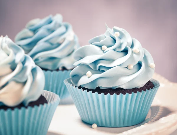 Zoete blauwe Cupcakes — Stockfoto