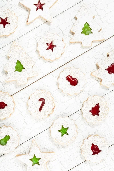 Visão aérea de biscoitos de linzer de Natal — Fotografia de Stock