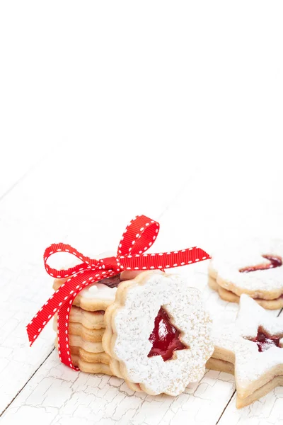 Julgran linzer cookies — Stockfoto