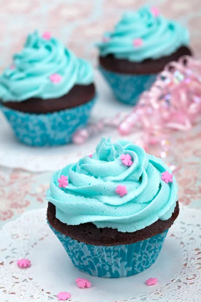 Cupcakes bleu anniversaire — Photo