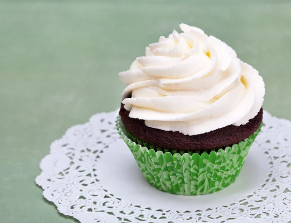 Delicious birthday cupcake on table — Stock Photo, Image