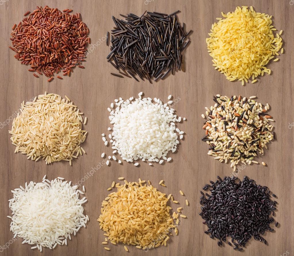 Piles of different rice varieties Stock Photo by ©juliannafunk 70957843