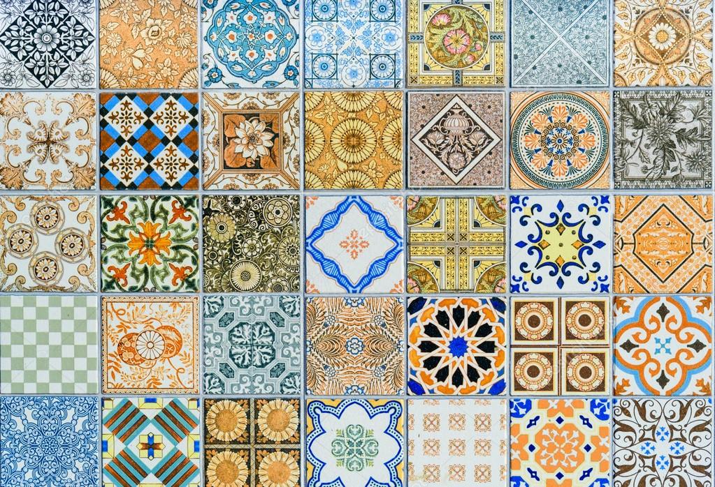 Wall ceramic tiles patterns Mega set from Thailand public park. Stock Photo by ©nuttawutnuy