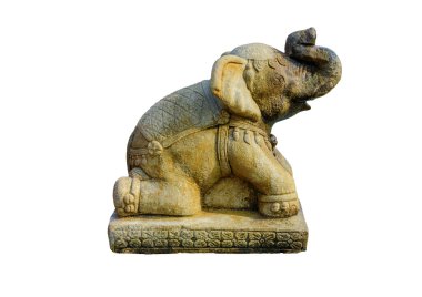 Fil üzerinde izole beyaz arka plan heykel. Dahil clippi