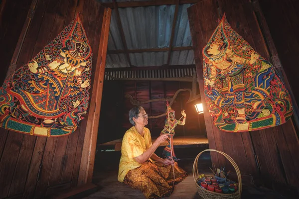 Nakhon Thammarat Thailand Augustus 2020 Senioren Spelen Schaduwpop Traditioneel Ten — Stockfoto