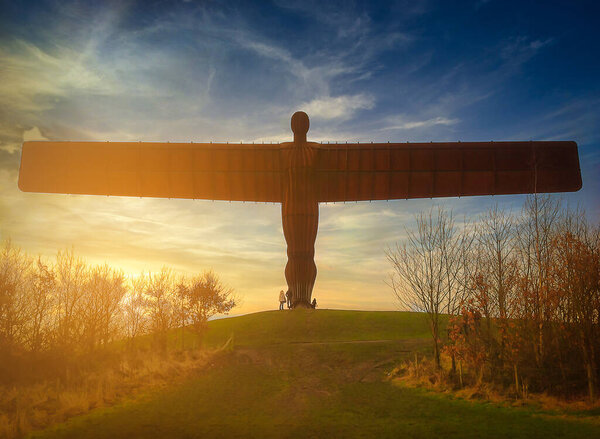 GATESHEAD, UK - January 05, 2013. The Angel of the North at sunset is a contemporary sculpture, designed by Antony Gormley, located in Gateshead in Tyne and Wear, England.