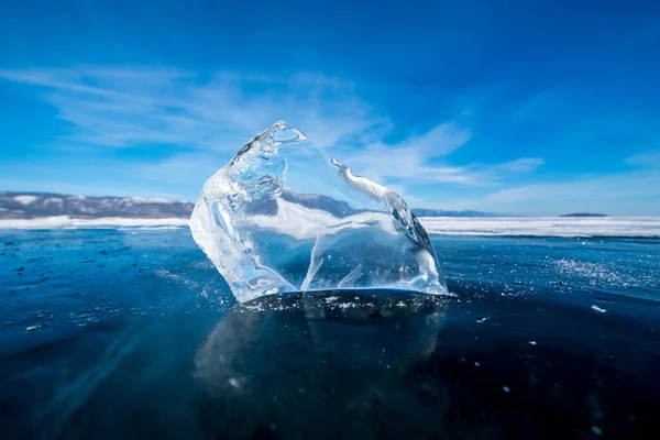Landscape Natural Breaking Ice Frozen Water Lake Baikal Siberia Russia — Foto de Stock