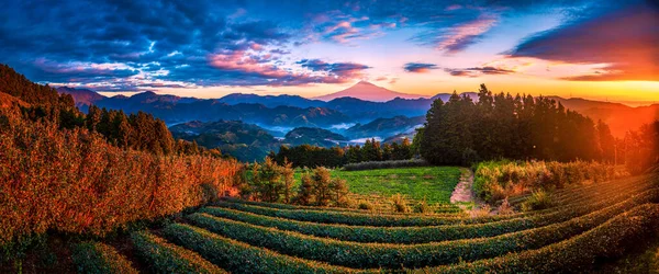 Pico Monte Fuji Céu Dramático Nascer Sol Shizuoka Japão — Fotografia de Stock