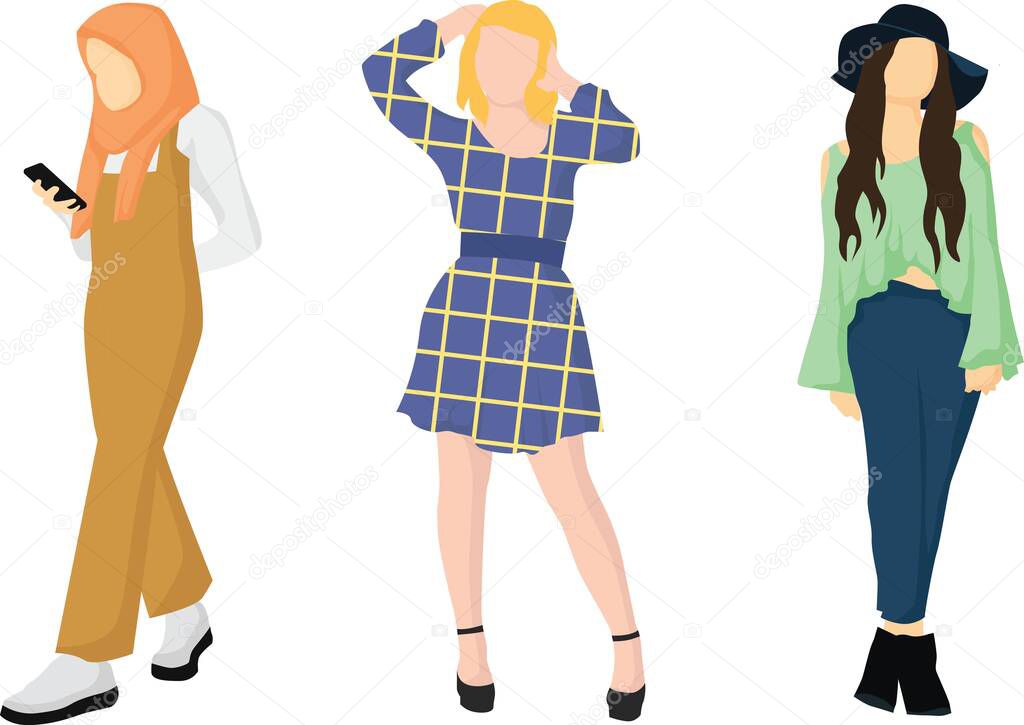 Vector Graphic illustration, girl in modern style