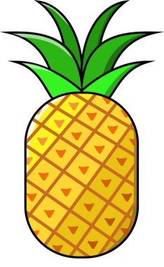 Vektör Grafik İllüstrasyonu, Ananas Meyvesi, Lezzetli Tropikal Meyve, Yiyecek ve İçecek