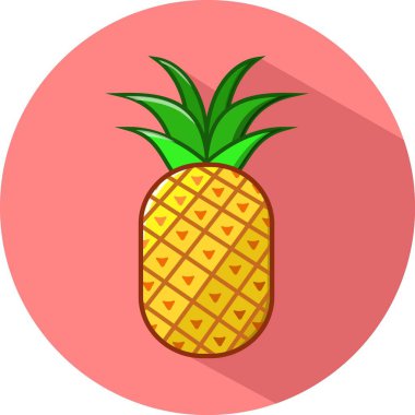 Vektör İllüstrasyonu, Tasarım İllüstrasyonu, düz simge, ananas, tropikal meyve