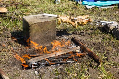 Tavuk budu şiş üzerinde