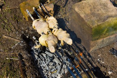 Tavuk budu şiş üzerinde