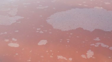 Ukrayna 'nın Kherson bölgesindeki pembe tuz gölü çıkarma fabrikasında beyaz tuz birikintileri.