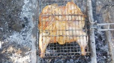 Yaz pikniğinde baharatlı ızgara tavuk tabakası ya da tapaka.