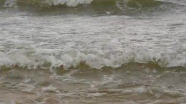 Ukrayna 'nın Azov Denizi kıyısında köpüklü güçlü dalgalar