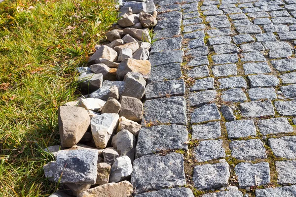 City little  cobbles  on the street road — Stock Photo, Image
