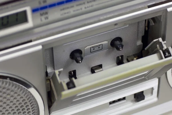 Retro tape recorder with the open deck — Stock Photo, Image