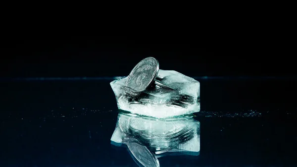 Five  cents in the ice — Stock Photo, Image