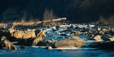 Dağ nehrinin güzel manzarası