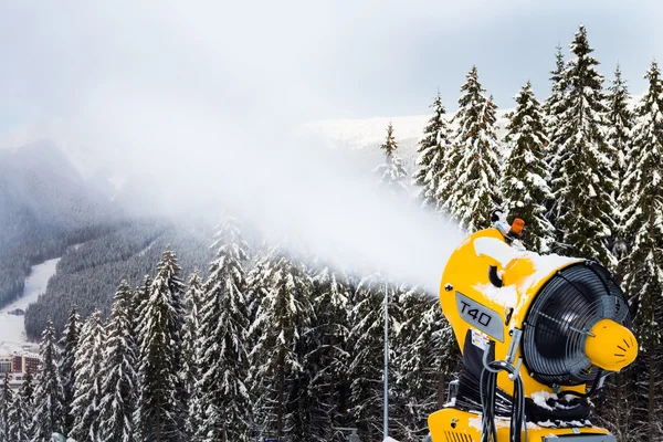 Snow gun makes snow stock image. Image of mountain, snow - 104121211