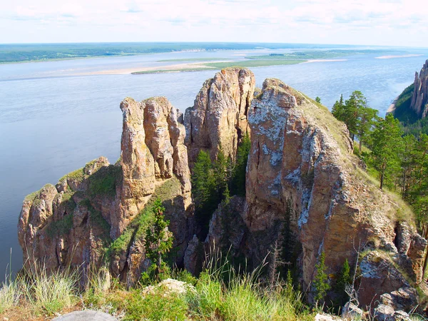 Vista do Rio Lena (Parque Nacional "Lena Pillars", Yakutia ) Imagem De Stock