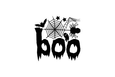 Boo - Halloween t-shirt tasarımı, el çizimi harf cümlesi, kaligrafi t-shirt tasarımı, Cricut and Silhouette 'i kesmek için svg Dosyaları, kart, broşür, EPS 10