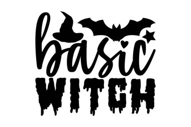 Temel Cadı - Kaligrafi grafik tasarım ögesi, el yazısı vektör işareti, Cadılar Bayramı t-shirt tasarımı, çanta, bardak, kart, yoga broşürü, çıkartma, rozet, svg