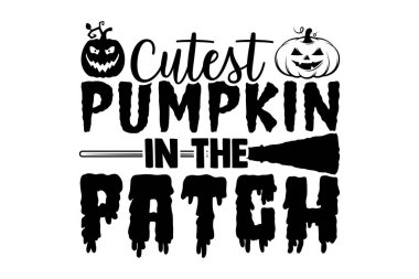 Yamalardaki en şirin balkabağı - Cadılar Bayramı tişört tasarımı, el yazısı harfi, kaligrafi tişört tasarımı, Cricut ve Siluet Kesme Dosyaları, kart, broşür, EPS 10