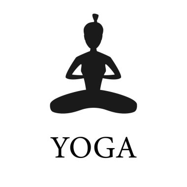 Yoga siyah beyaz illüstrasyon. Metinle