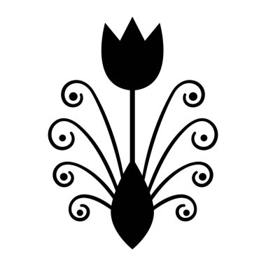 Yapraklı süs gülü. Çiçek silueti. Vektör illüstrasyonu