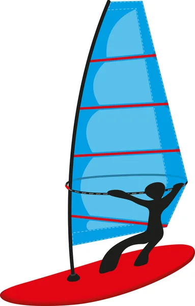 Tabla Windsurf Con Vela Mar — Vector de stock