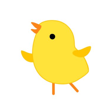 Cute yellow happy chick icon isolated on white background. Minimalistic hand drawn vector illustration for Easter, Birthday card, decor. clipart