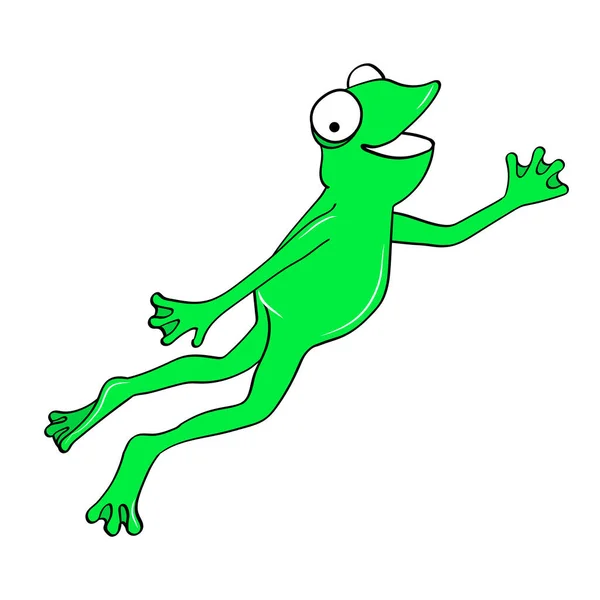 Joyeux Saut Grenouille Drôle Illustration Vectorielle Bande Dessinée Isolée Sur — Image vectorielle