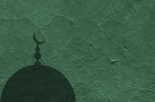 Abstract Achtergrond Van Zacht Groen Beton Muur Schaduw Van Moskee — Stockfoto