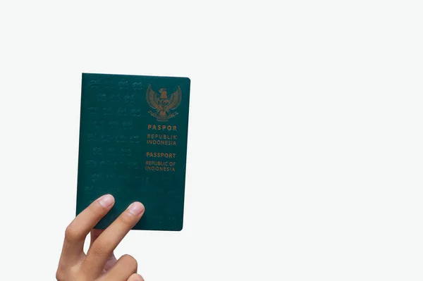 Зелений Паспорт Індонезія Ізольований Білому Тлі — стокове фото